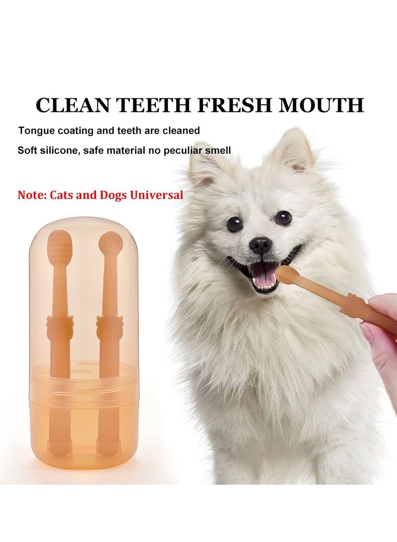 SYOSI SYOSI Dog Cat Toothbrush Kit 2 Pack Soft Silicone Toothbrush Tongue Brush with Storage Box 360 Degree Deep Clean Cat Tooth Brushing Kit Oral Hygiene Care for Dog Cat Dogs Pet Tooth Clean Kit  - Image 3