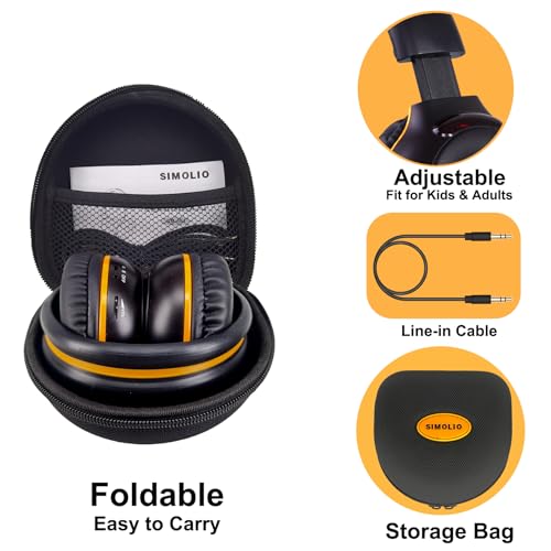 SIMOLIO 4 Pack IR Car DVD Player Headphones for Kids, Wireless Infrared Headphones for Honda Pilot, uConnect, Cadillac Escalade, Suburban, 2 Channel Van Headset, Foldable & Hard EVA Case & Aux Cord - Image 3