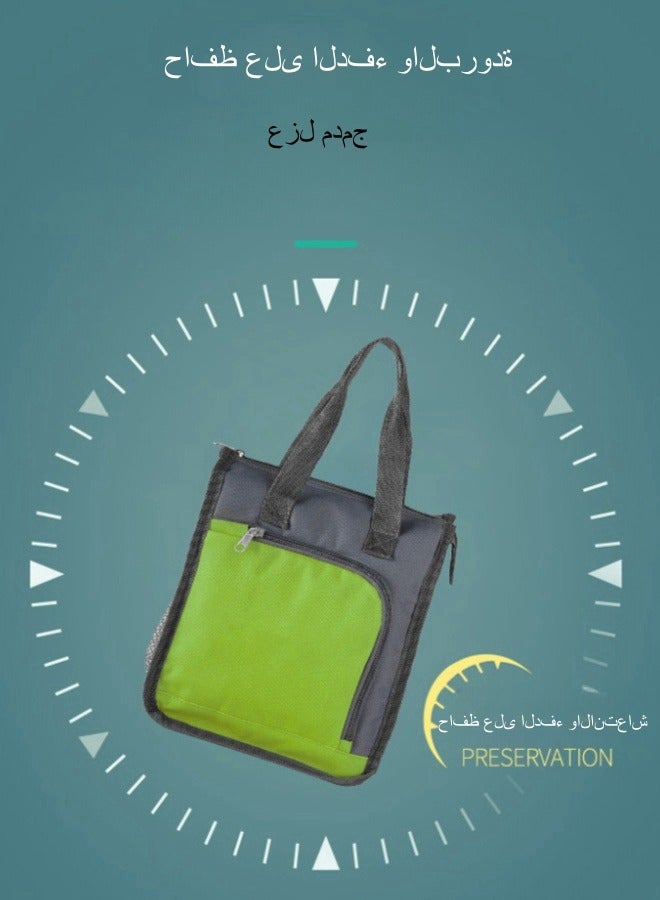 Browning Insulated Bag Ice Bag Cooler Bag Portable Oxford Cloth Lunch Bag Insulated Bag Portable Lunch Box Bag - Green and Gray  - Image 5