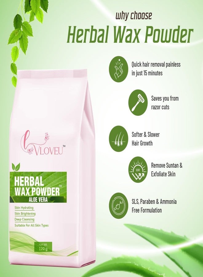 VLOVEU Wax Powder for Hair Removal for Women - 120 gm (Pack of 4) | Hair Removal Powder with Aloevera | Painless Herbal Wax Powder, All Skin Types Hands, Legs, Underarms, Bikini & Intimate Area - Image 4
