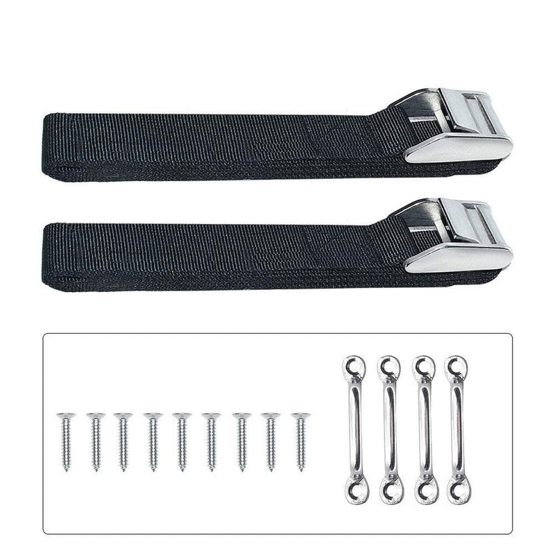 GOODTIMES Battery Box HoldDown Strap Kit 2x 78 Inch Nylon Webbing Straps with Stainless Steel Cam Buckles Mounts Ideal for Boat RV Car Black