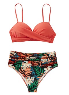 Sthxyfaith Women's Solid Color Bikini Sets Two Piece Bathing Suits V-Neck Slip Bikini Bra And Boxer Brief Bottom Swimwear Suits  - Image 2