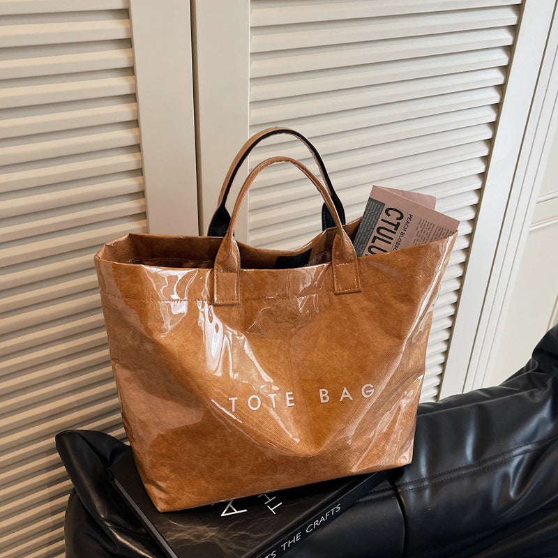 Fashion Vintage Tote Bag Women'S Commuting Large Capacity Texturous Portable Bucket Bag Shopping Bag - Image 5