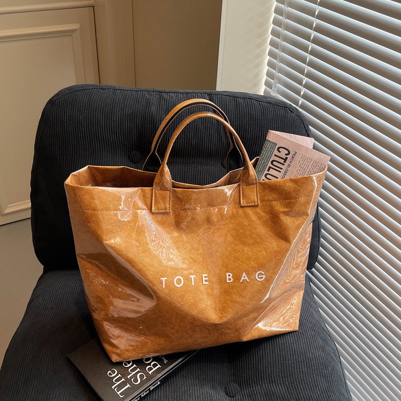 Fashion Vintage Tote Bag Women'S Commuting Large Capacity Texturous Portable Bucket Bag Shopping Bag - Image 4