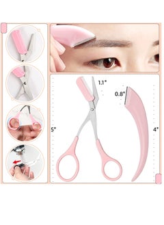Excefore 6PCS Eyebrow Trimmer Set, Stainless Steel Curved Eyebrow Razor Eyebrow Scissors With Comb, Beauty Tool for Beginners Suitable for Any Skin Type Hair Removal Accessories for Men Women  - Image 2