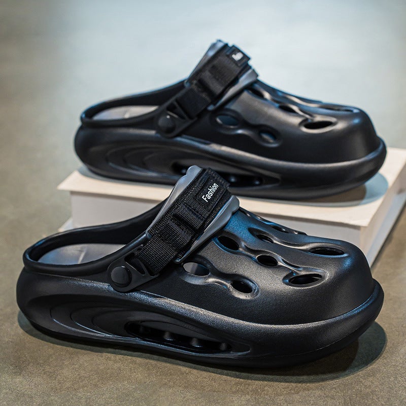 Croc Shoes Men'S Trendy Summer Outer Wear Thick-Soled Non-Slip Beach Sandals For Boys Large Size Toe-Cap Sports Slippers - Image 1
