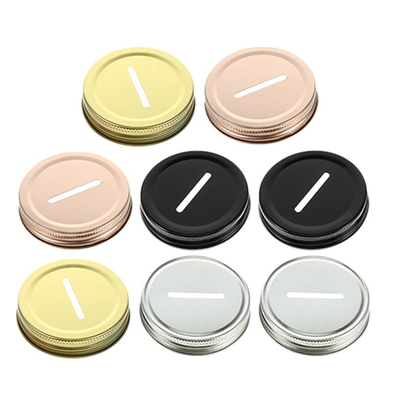70mm Metal Coin Slot Bank Lids For Mason Jars 8pcs Gold Silver Black Rose Gold - Image 2