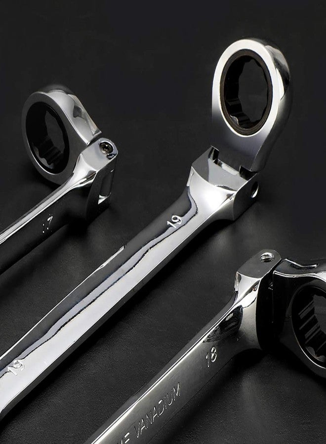 FLZOSPER 20pc. Flex-Head Ratcheting Wrench Set，Metric & SAE Chrome Vanadium Steel Combination Wrench Spanner with Portable Carrying Bag - Image 5