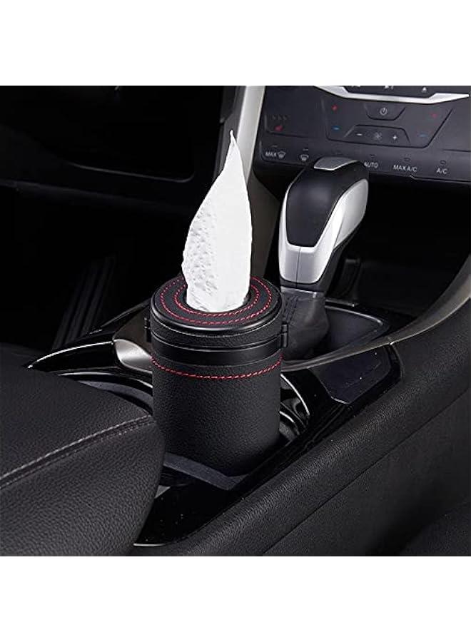 FYLX Car Tissue Tube Cylinder Tissue Box Diameter 275'' PU Leather Round Tissues Container for Car Cup Holder Up to 30 Count Tissue - Image 2
