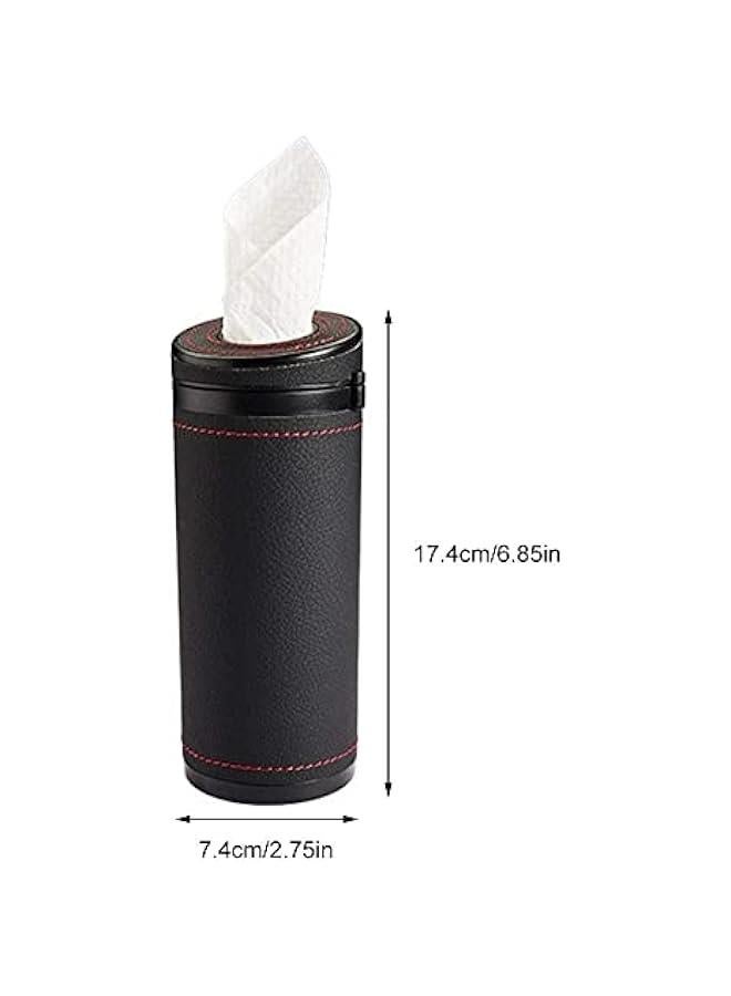 FYLX Car Tissue Tube Cylinder Tissue Box Diameter 275'' PU Leather Round Tissues Container for Car Cup Holder Up to 30 Count Tissue - Image 5