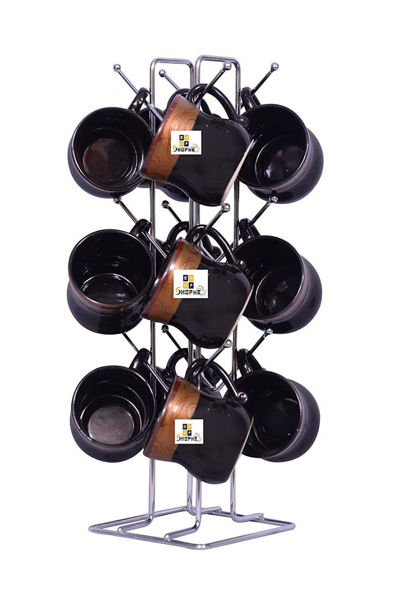 CR18 COLLECTION Big Size Stainless Steel Cup Tabletop Kitchen Shelves Rack Stand, Coffee And Tea Mug Holder (Silver, 12 Cups Stand) - Image 1