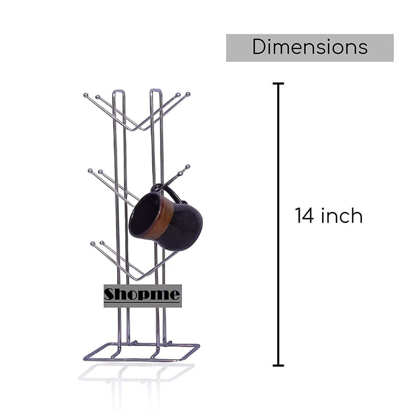CR18 COLLECTION Big Size Stainless Steel Cup Tabletop Kitchen Shelves Rack Stand, Coffee And Tea Mug Holder (Silver, 12 Cups Stand) - Image 4
