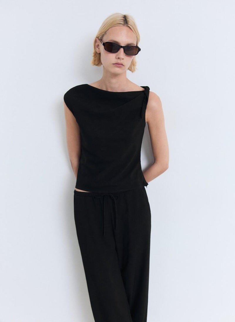 MANGO Drawstring straight trousers - Image 1