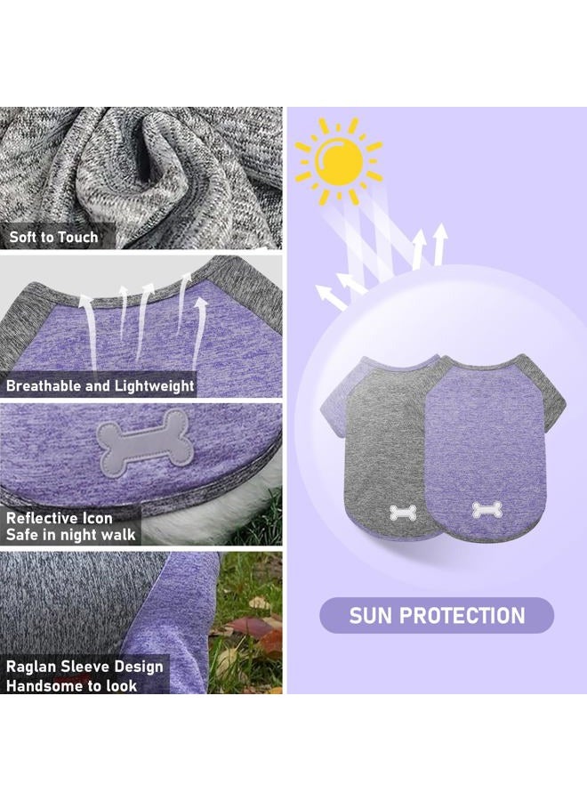 KYEESE 2 Pack Dog Shirts for Large Dogs Quick Dry Breathable Lightweight Stretchy Dog T-Shirt with Reflective Label Raglan Sleeve Pet Clothes Sun Protection, Purple+Grey, 3XL - Image 3