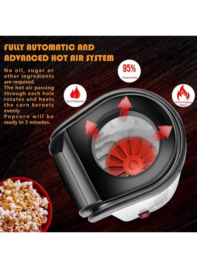 Forest Home Hot Air Popcorn Machine High Power 1200W, Quickly Complete Delicious and Healthy Food in 2-3 Minutes, White - Image 3