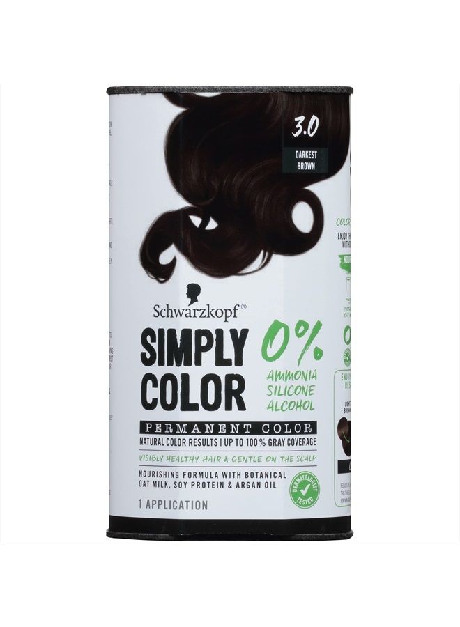 Schwarzkopf Simply Color Permanent Hair Color, 3.0 Darkest Brown - Image 1