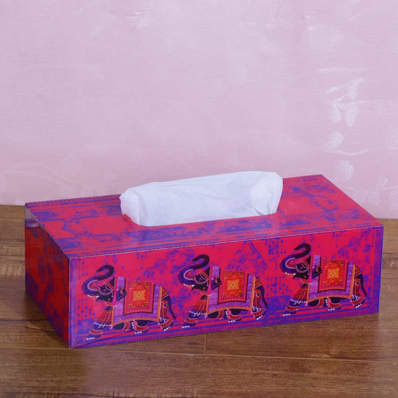 RICHTER Ethnic Elephant Pink Tissue Box Holder/Cover - Image 1