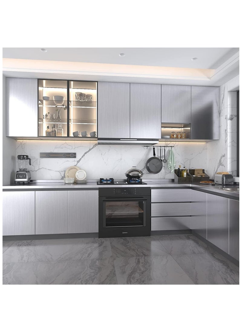 Hihonor Kitchen Backsplash Oil Proof Stickers,Silver Brush Stainless Steel Contact Paper For Kitchen,Self Adhesive Wallpaper Dishwasher For Fridge And Appliances,60x300cm  - Image 4