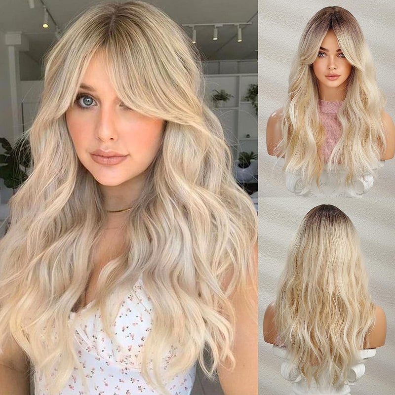 Esmee باروكة طويلة مموجة بأومبري بلون أشقر للنساء شعر صناعي طبيعي مقاوم للحرارة للاستخدام اليومي وحفلات الكوسبلاي - Image 1