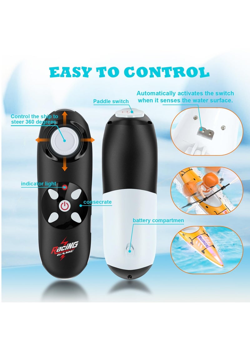 Barakah Remote Control Boat for Kids with LED Lights, 2.4GHz Simulated RC Kayak with Paddle for Lake, River, Pool, and Bathtub, Balance Water Toys for Boys and Girls, Cool Gifts for Kids 4-12 (Orange) - Image 3