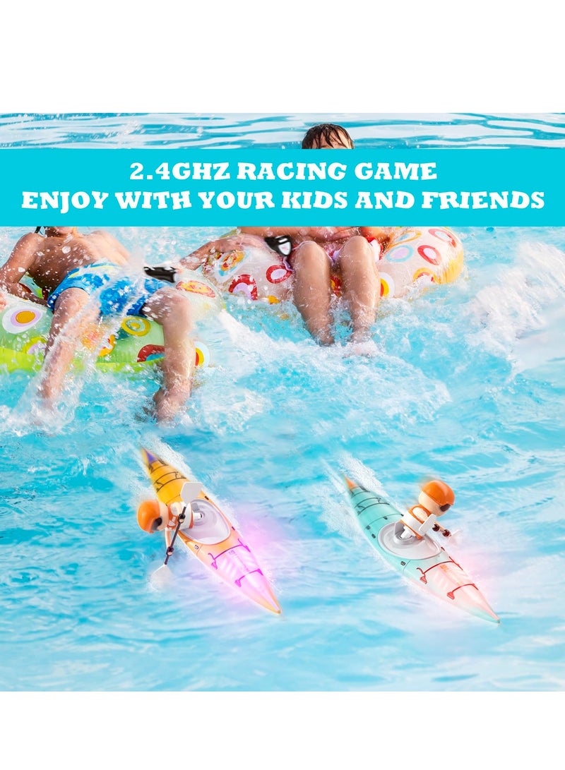 Barakah Remote Control Boat for Kids with LED Lights, 2.4GHz Simulated RC Kayak with Paddle for Lake, River, Pool, and Bathtub, Balance Water Toys for Boys and Girls, Cool Gifts for Kids 4-12 (Orange) - Image 5