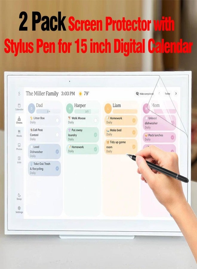 GUSUCIN Screen Protector & Stylus Pen Compatible With 15 inch Digital Calendar, Must Have Accessory Kit for Electronic Calendar 15 inch, 2 Pack Screen Protector & 3-in-1 Stylus Pen for Digital Calendar - Image 2