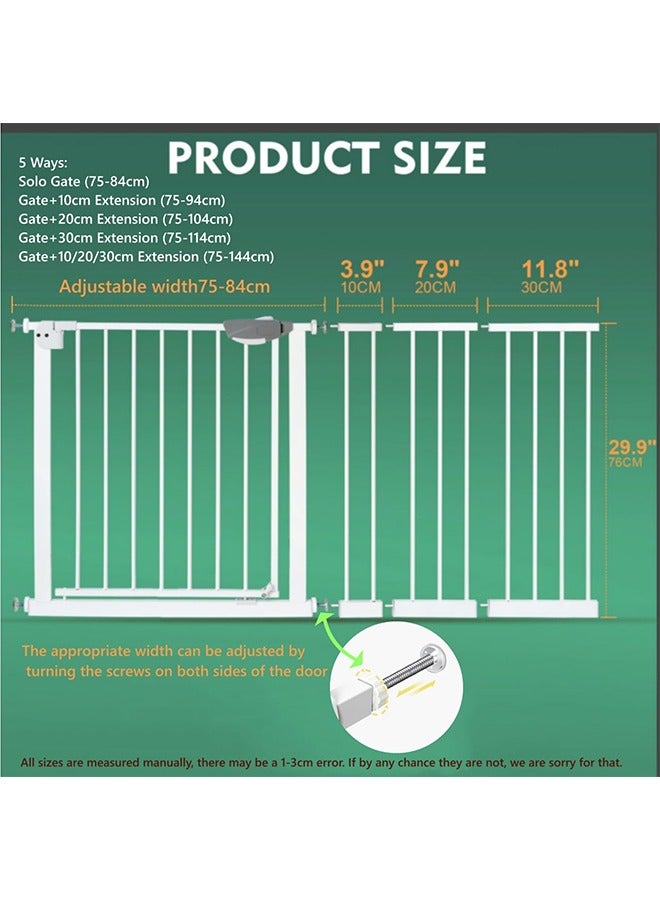 JCB CHIC بوابة أمان للأطفال، بوابات أمان داخلية تغلق تلقائيًا للاستخدام في المدخل والممر والسلالم، ارتفاع البوابة الآمنة 75-104 سم - Image 2