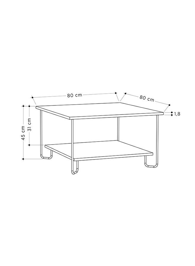 Mourah Home Marbo Modern Square Coffee Table Centre Table For Living Room With Metal Legs Versatile Design| For Small Spaces Living Room Bedroom|80x80x45Cm | Ancient White- 2 Years Warranty - Image 3