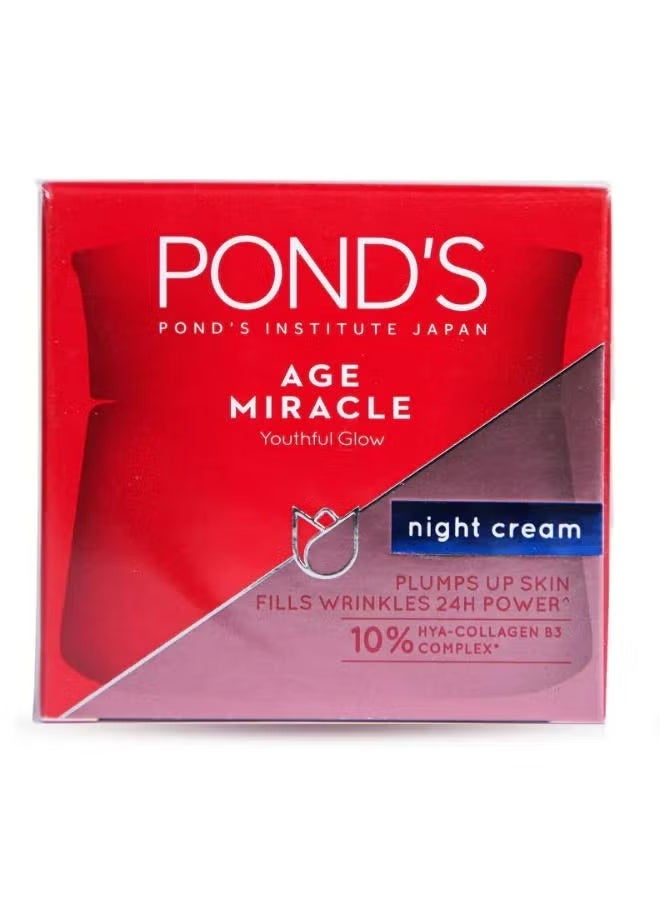PONDS Age Miracle Night Face Cream, With Vitamin B3 and 10% Retinol C, Youthful Glow, 24 hour wrinkle correcting glow 50 g - Image 2