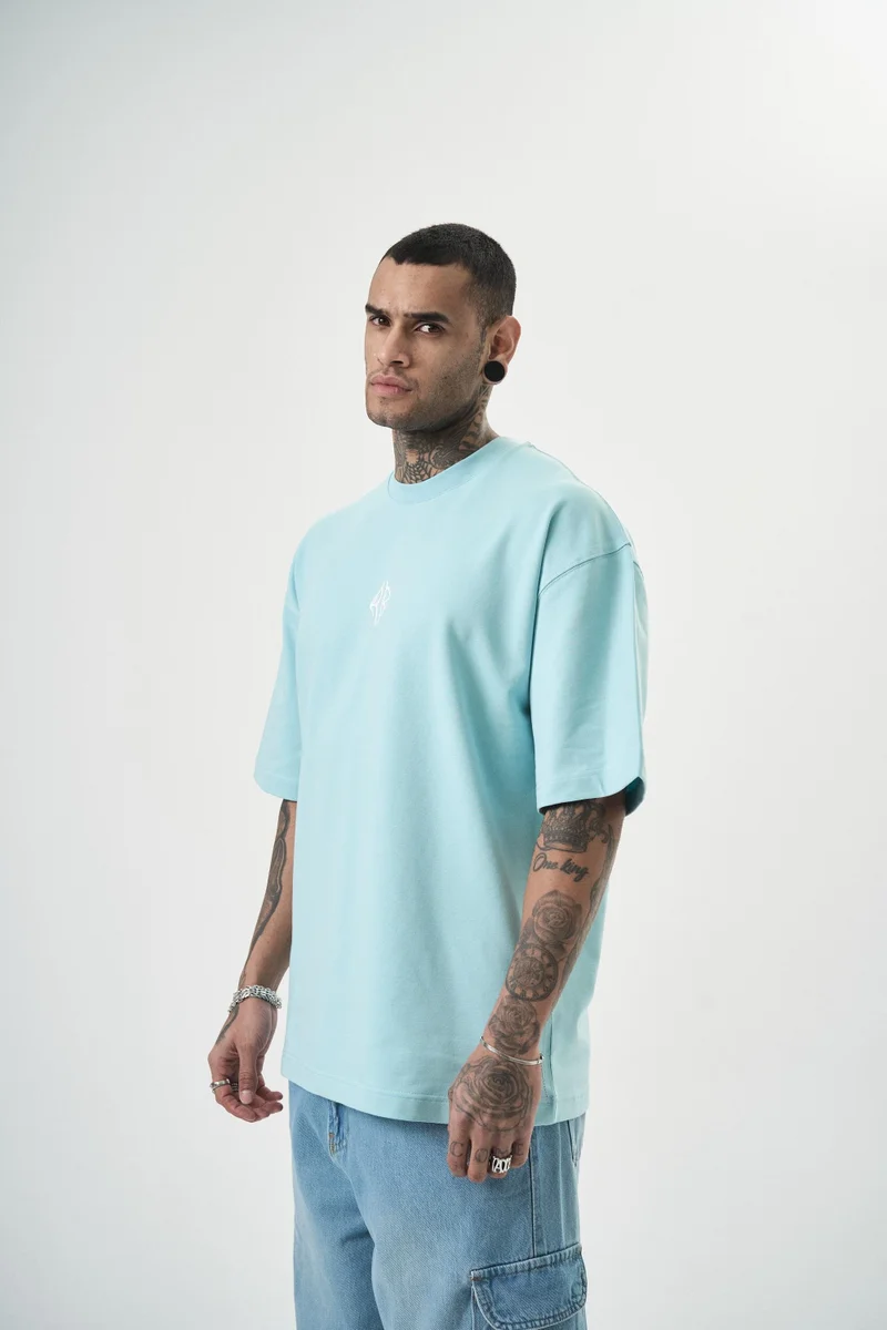 RESPIRE Men's Reflection Embroidered Oversize T-Shirt, Baby Blue