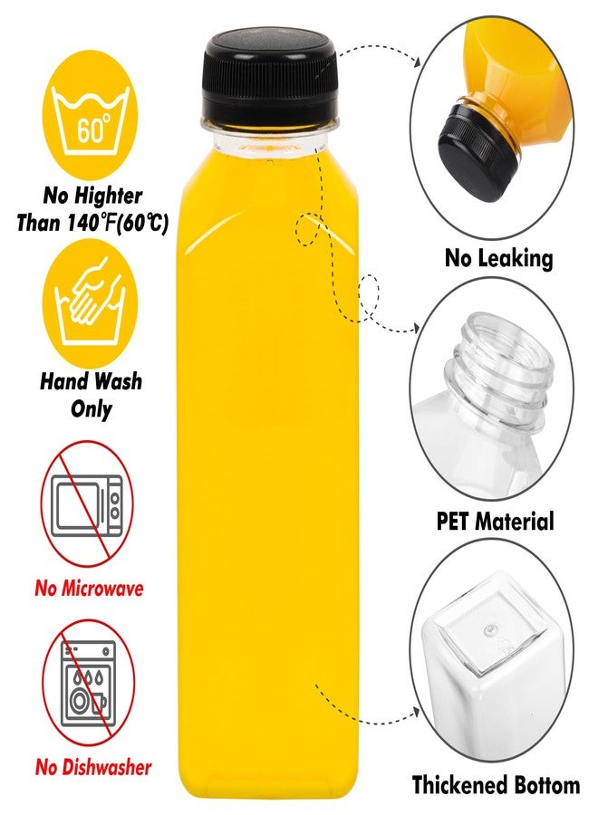 BAKHUK 10pcs 16oz Empty Plastic Juice Bottles with Caps, Plastic Water Bottles with lids, Reusable Clear Bulk Beverage Containers for Juice, Milk and Other Beverages - Image 3