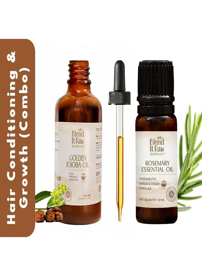 Blend It Raw Apothecary زيت الجوجوبا الخام من بليند إت، 50 مل، وزيت إكليل الجبل العطري، 10 مل، لنمو الشعر - Image 2