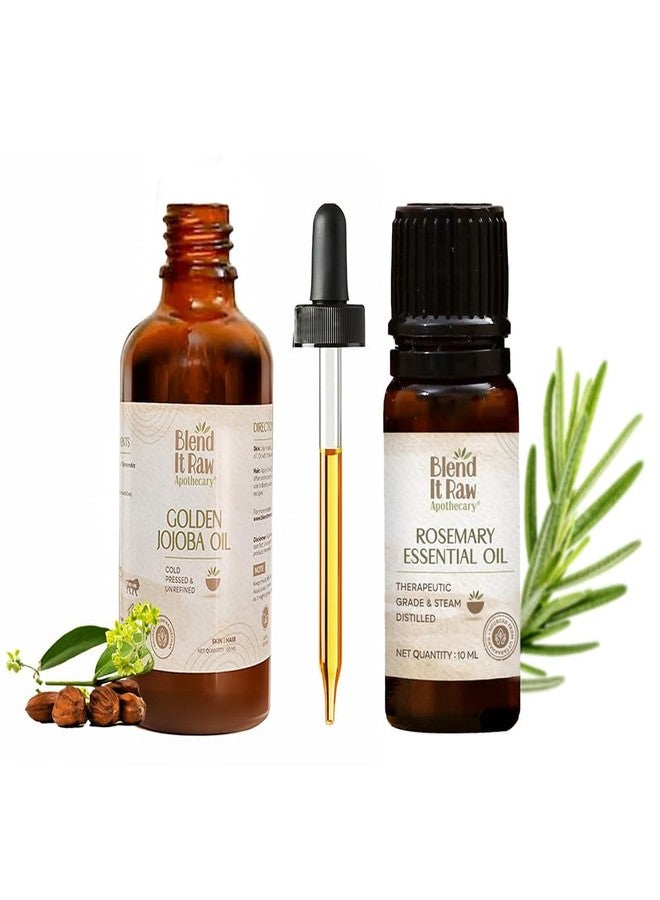 Blend It Raw Apothecary زيت الجوجوبا الخام من بليند إت، 50 مل، وزيت إكليل الجبل العطري، 10 مل، لنمو الشعر - Image 1