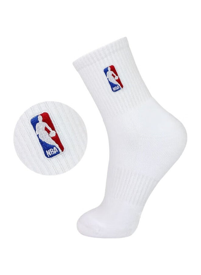 NBA Men'S Thickened Terry Casual Sports Socks For Autumn And Winter, Mid-Tube, Anti-Slip, Running Basketball Socks, 3 Pairs - Image 1