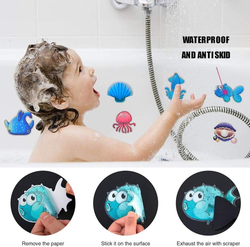 Secopad 20PCS Non Slip Bathtub Stickers, Large Sea Adhesive Kids Anti Slip Decal Threads for Shower and Bath Tub with Premium Scraper - Image 5