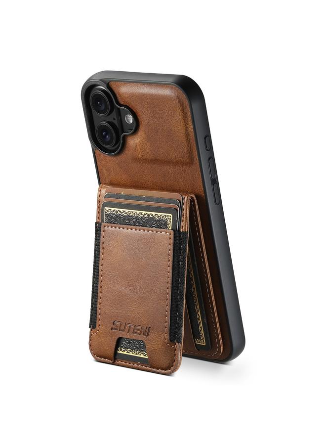 Suteni Case For iPhone 16 H03 Oil Wax Leather Wallet Stand Back Phone Case - Image 1
