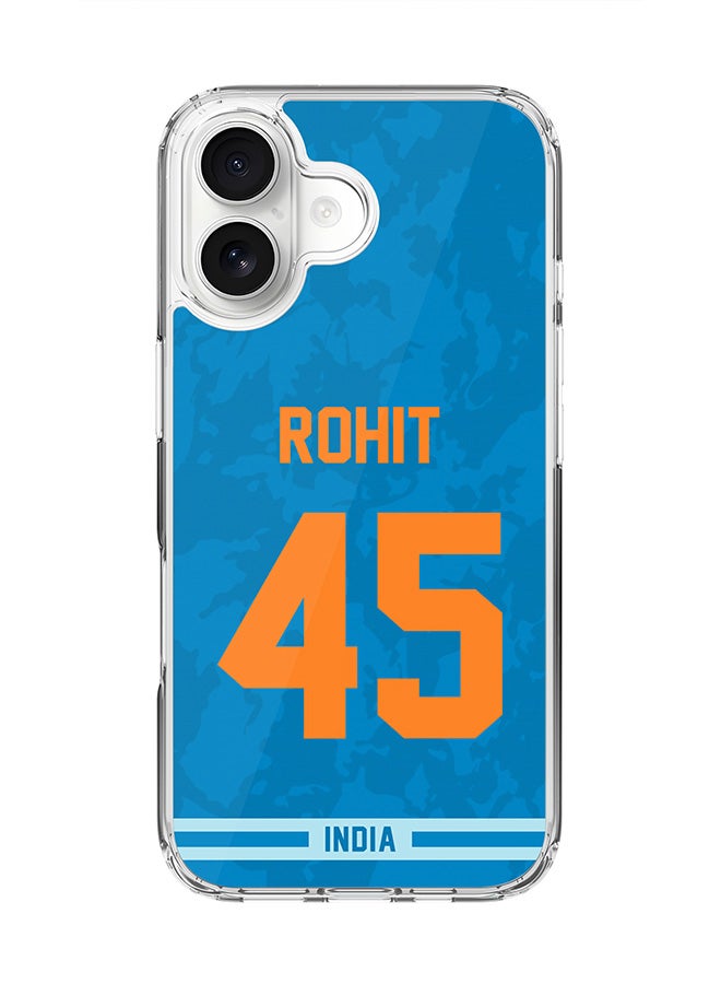 Stylizedd Classic Clear MagSafe Case for iPhone 17 , Hybrid Soft Case Flexible Edges Anti Drop TPU PC Gel Thin Transparent Cover [ Designed for iPhone 17 ] - Team India Rohit Sharma, Jersey No 45
