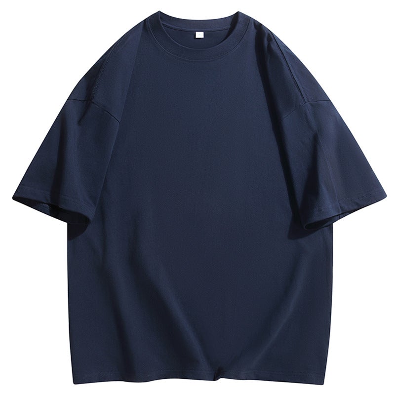 American-style heavy cotton short-sleeved T-shirt men's and women's basic solid color oversize T-shirt bottoming shirt trendy half-sleeved T-shirt - Image 1