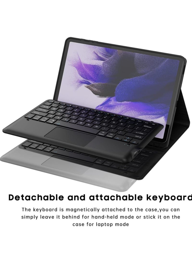 Keyboard Case for Samsung Galaxy Tab S7 FE 12.4" 2021 - Smart Wireless Waterproof Detachable Magnetic Tablet Trackpad Keyboard Cover for S7 FE SM-T730/T736 with S Pen Holder