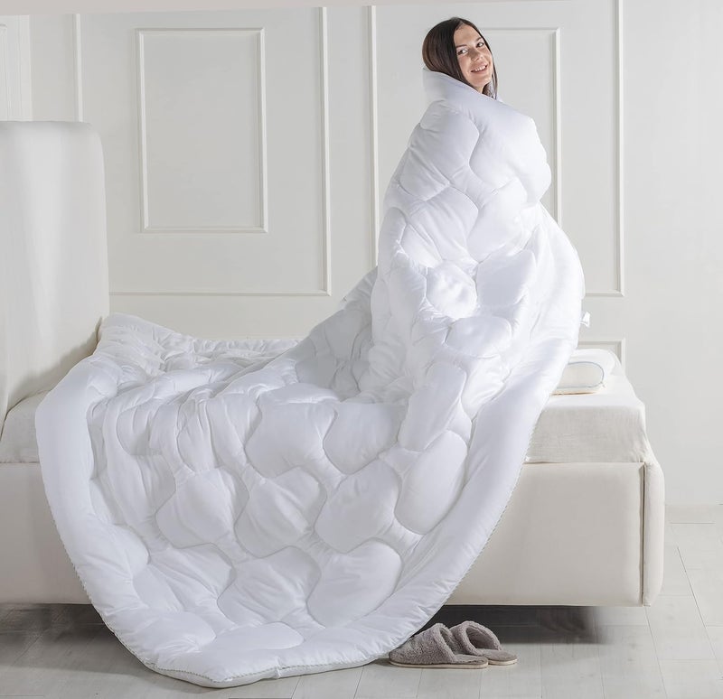 SPREAD SPAIN SPREAD SPAIN Tencel Lyocell Fibre Summer AC Tencel Quilt with 200 GSM Super Soft Cosy Comfort for All Seasons QuiltComforter White Double 90x108 Inches  - Image 1