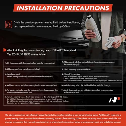 A-Premium مضخة توجيه كهربائية A-Premium، مع بكرة، متوافقة مع طرازات نيسان وإنفينيتي - 2007-2020 - 370Z، EX35، EX37، FX35، FX37، G35، G37، M35، M37، Q40، Q50، Q60، Q70(L)، QX50، QX70 - Image 3