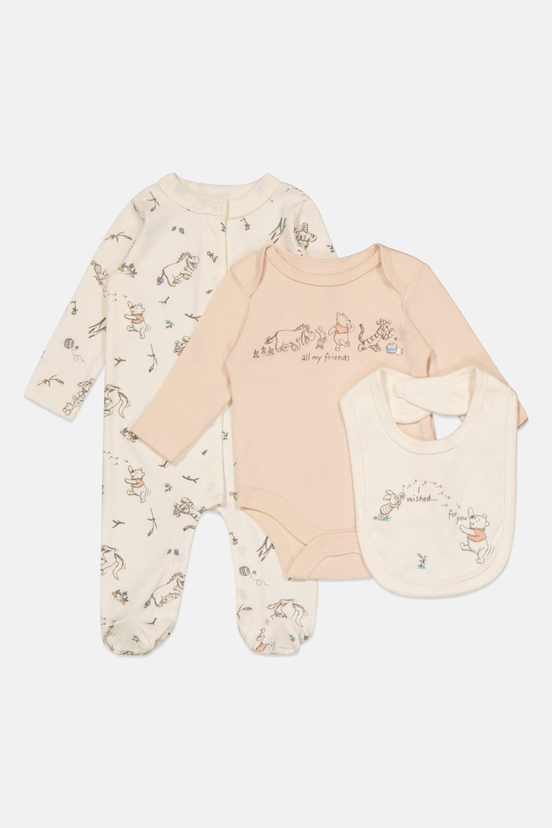 Disney Baby Toddlers Boy 3 Pieces Graphic Print Rompers With Bib Set, Multicolor - Image 3