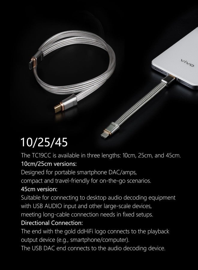 DD كابل إشارة رقمي ddHiFi TC19CC (كوميت) فضة نقية USB-C إلى USB-C OTG بطول 45 سم، تصميم متوازي بأربعة أسلاك - Image 5