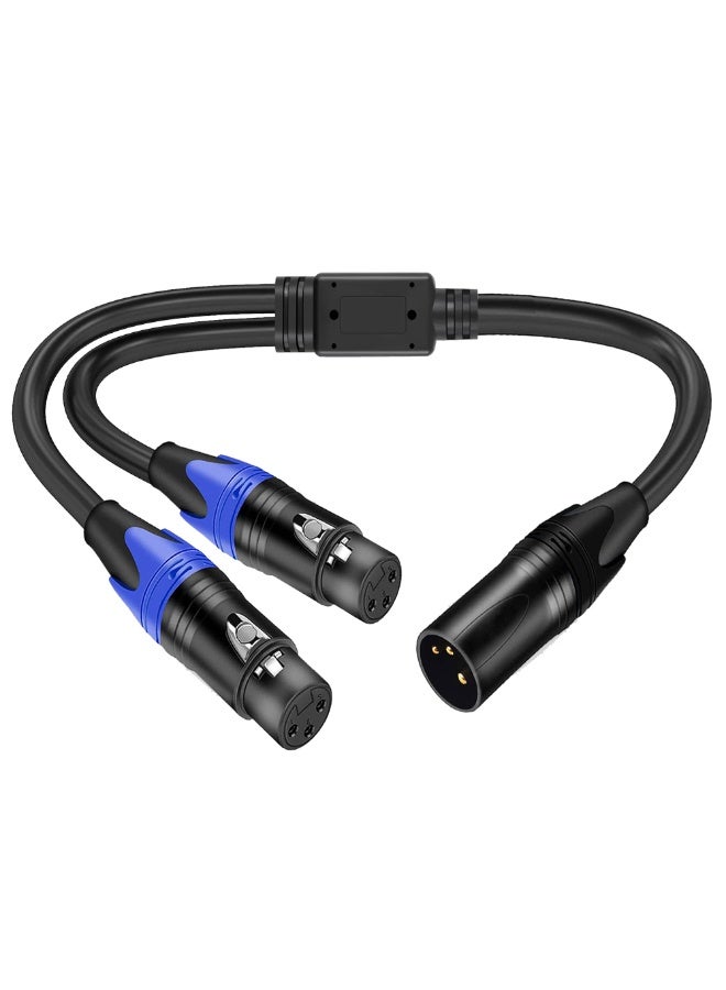 Peachjoy XLR Splitter Cable, 1 Male to 2 Female XLR Y-Splitter Microphone, 3 pin XLR Female to Dual XLR Male Balanced Mic Audio Cables for Speaker Systems, Radio Station, Stage Lighting, 11.8inch - Image 1