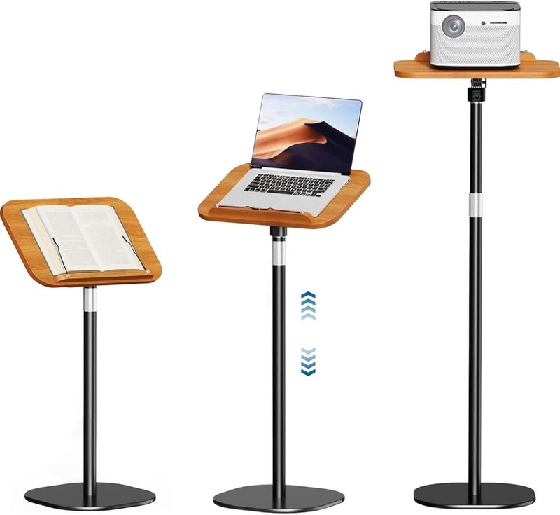 Height Adjustable Book Stand for Reading (50-170CM) - 180° Rotating Hands-Free Folding Flexible Book Holder with Page Clip for Quran, Cookbooks, Magazines, Textbook, Laptop (Black) - Image 1