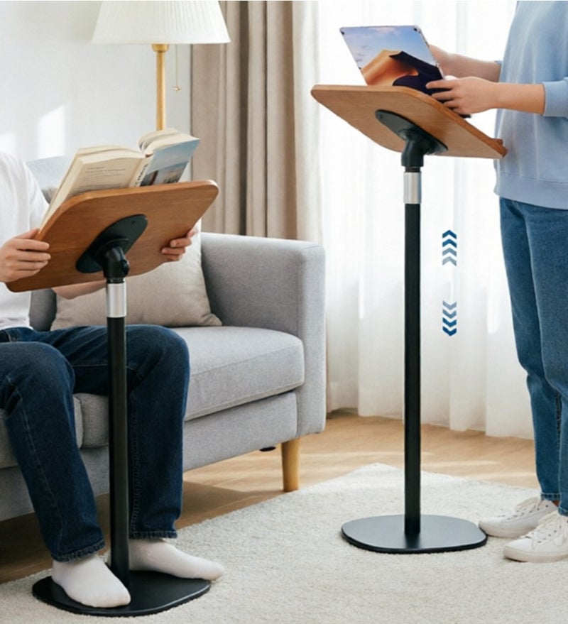 Height Adjustable Book Stand for Reading (50-170CM) - 180° Rotating Hands-Free Folding Flexible Book Holder with Page Clip for Quran, Cookbooks, Magazines, Textbook, Laptop (Black) - Image 2