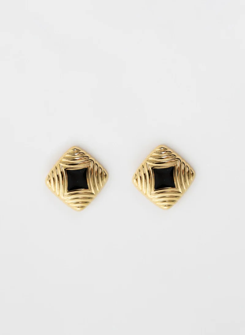 ليتشي أقراط مربعة الشكل مع مركز متباين