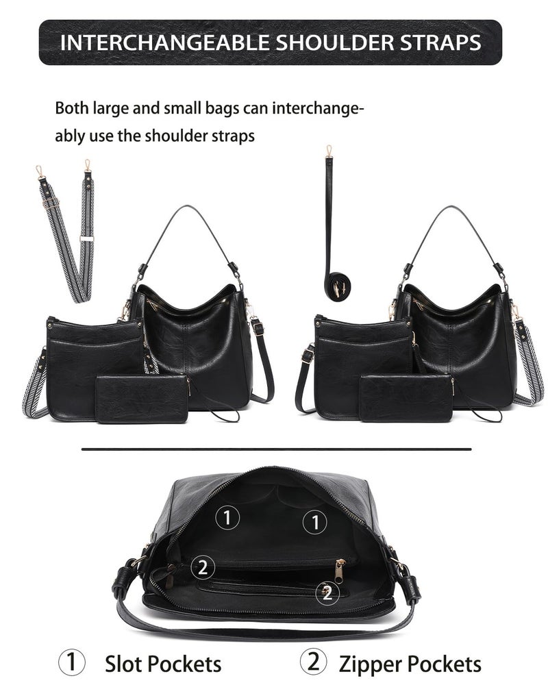 BAVERGE Purses for Women 3PCS, Crossbody Bags Set Large Leather Purse Shoulder Handbags with Wallet Adjustable Straps for Ladies Tote - Image 5