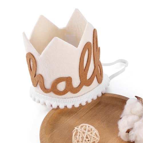 Dokuna Half Birthday Hat Natural Boho Six Months 12 Birthday Decorations for Baby Boy Cake Smash Party Crown Boy - Image 1