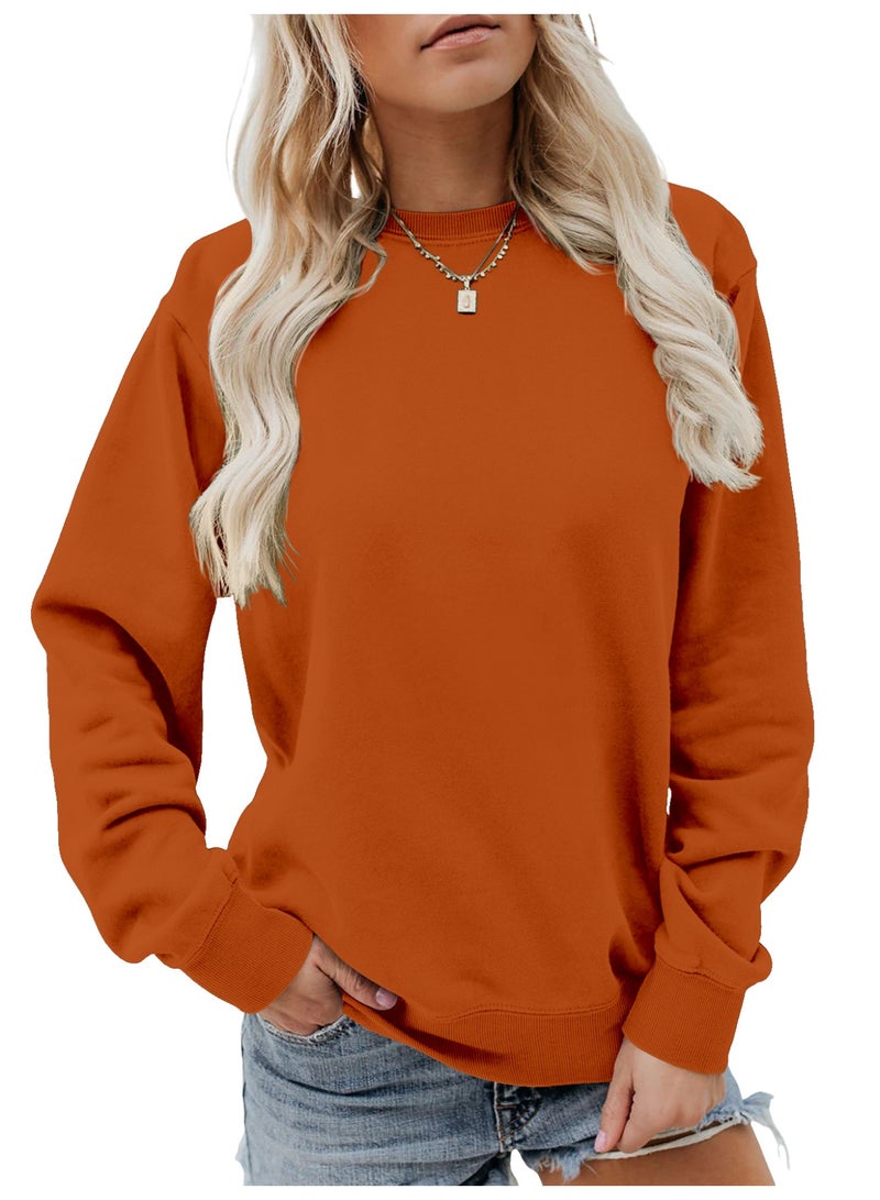 Fashion Pure-color Round-neck Pullover Long-sleeved Loose-fitting Women's Style - Image 2